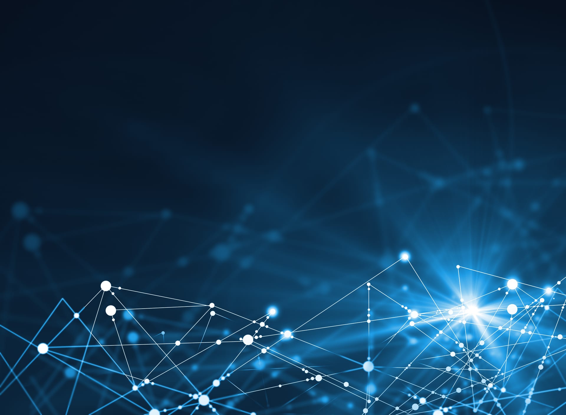 Abstract connected dots and lines on a dark blue background